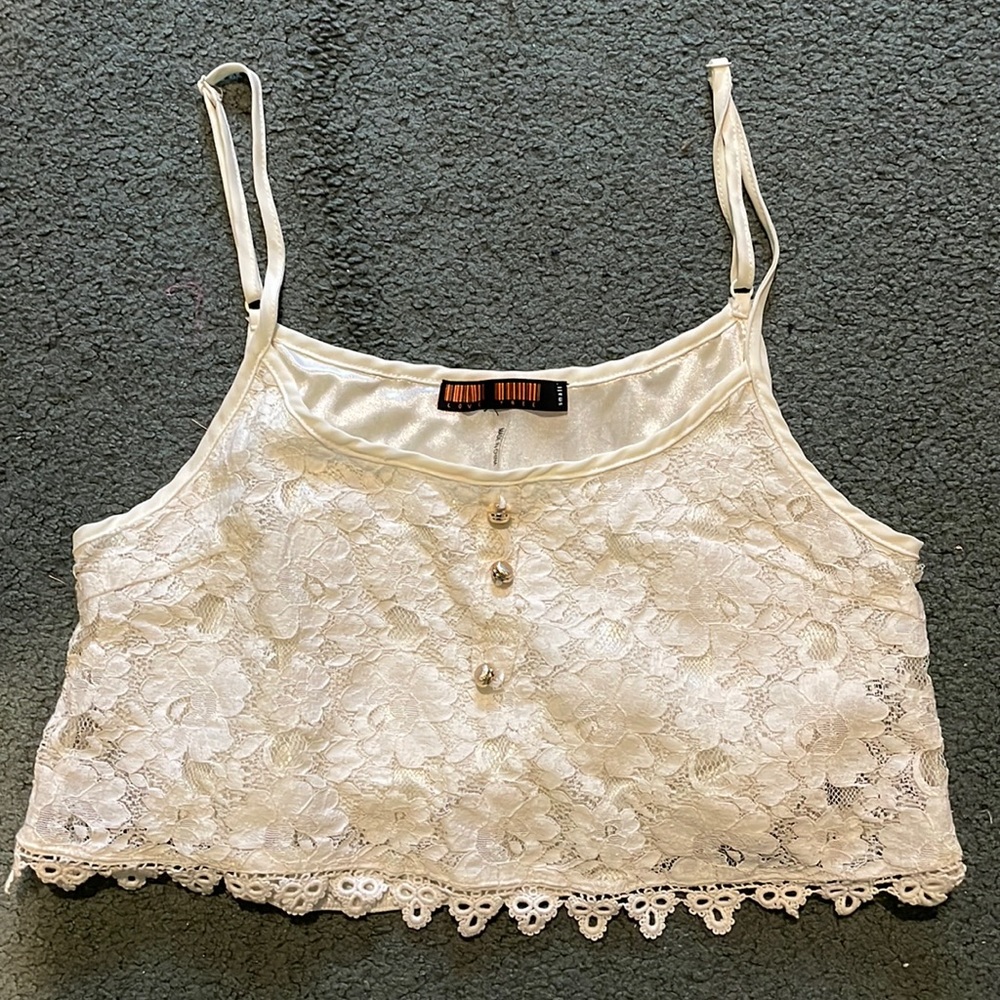 Cute cream lace crop top